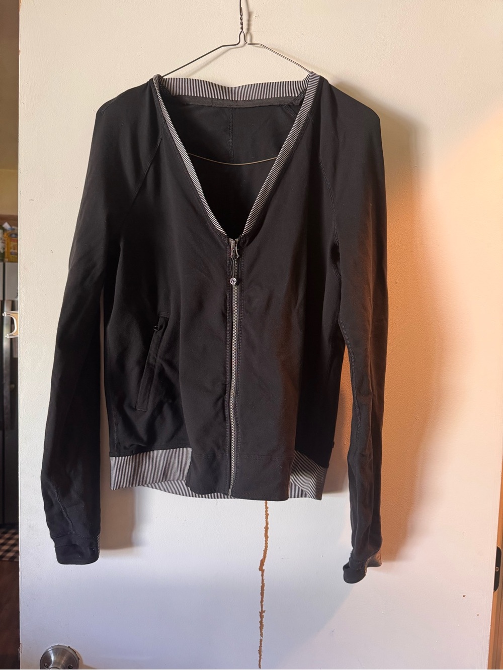 lululemon athletica Black Zip-Up Utility Jacket with Gray Trim